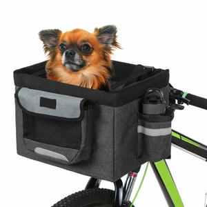 Bike Basket Folding Pet Dog Carrier Front Removable Bicycle Handlebar Basket Quick Release Easy Install Detachable Cycling