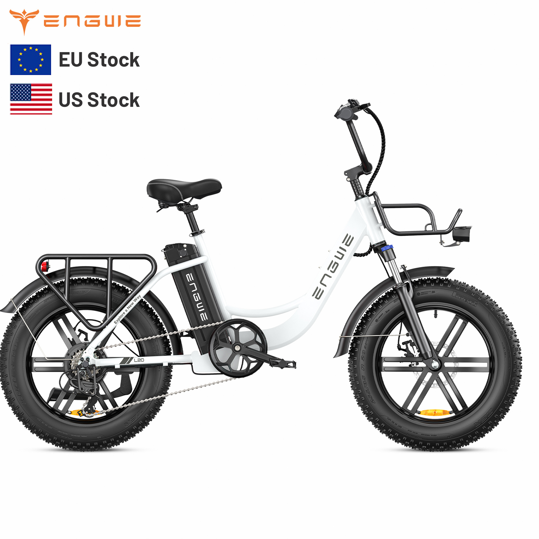 Engweebike L20 250W New Model Cycle Pedal Assist Ebike Tire Woman 20in Electric Bike Lithium Battery LCD Display 48V 7 Speed