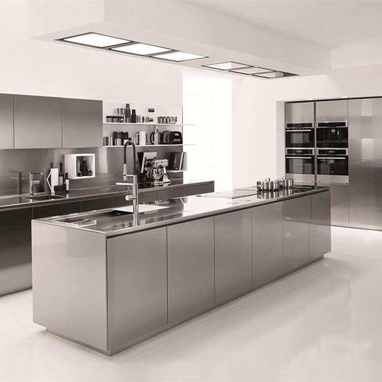 Custom cheap economy commercial modular 304 stainless steel kitchen cabinets modern