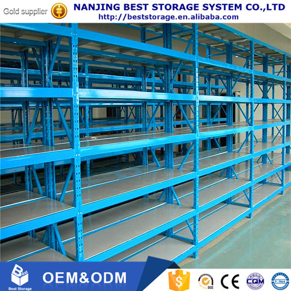 500-800 kg load warehouse storage medium duty shelf rack long span racking shelving system