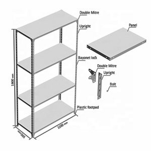 industrial shelf racking warehouse used light duty metal storage slotted angle iron rack shelf white color