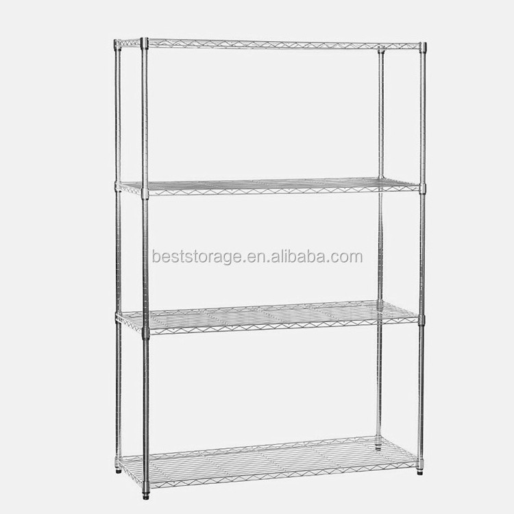 NSF Powder coated or chrome wire mesh shelving with wheels for home or display or store use