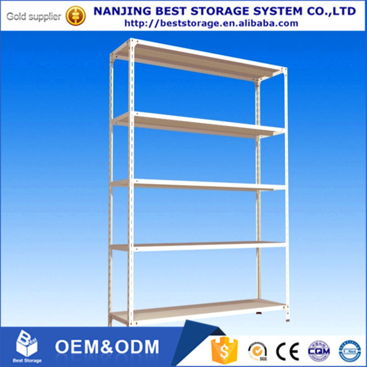 industrial shelf racking warehouse used light duty metal storage slotted angle iron rack shelf white color