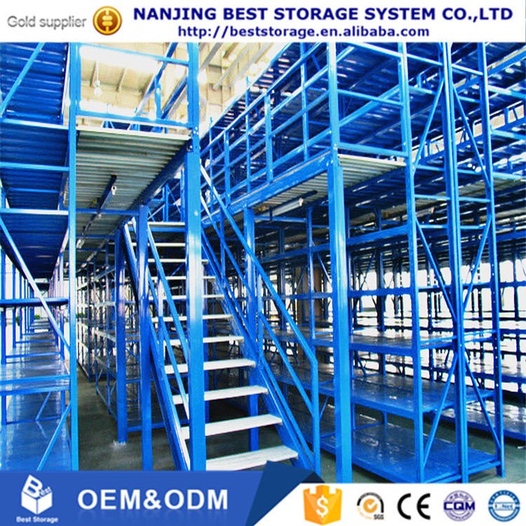 Pallet rack supported warehouse steel flooring mezzanine office floor racking shelves system ISO CE Guaranteed