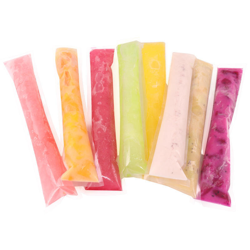 Customized Logo Transparent Recycled Biodegradable Plastic Frozen Ice Cream Pop Pouch Zipper Popsicle Mold Packaging Bags