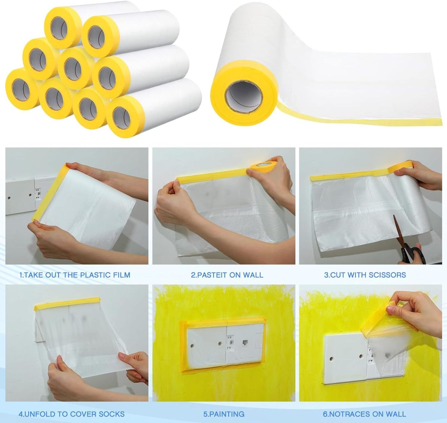 Plastic Adhesive Covering Masking Tape Pre Taped Masking Film Tape for Car Painting