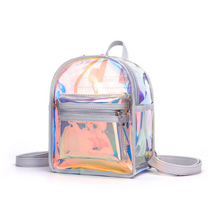 Hot sale hologram plastic pvc rainbow school backpack from guangdong dongguan