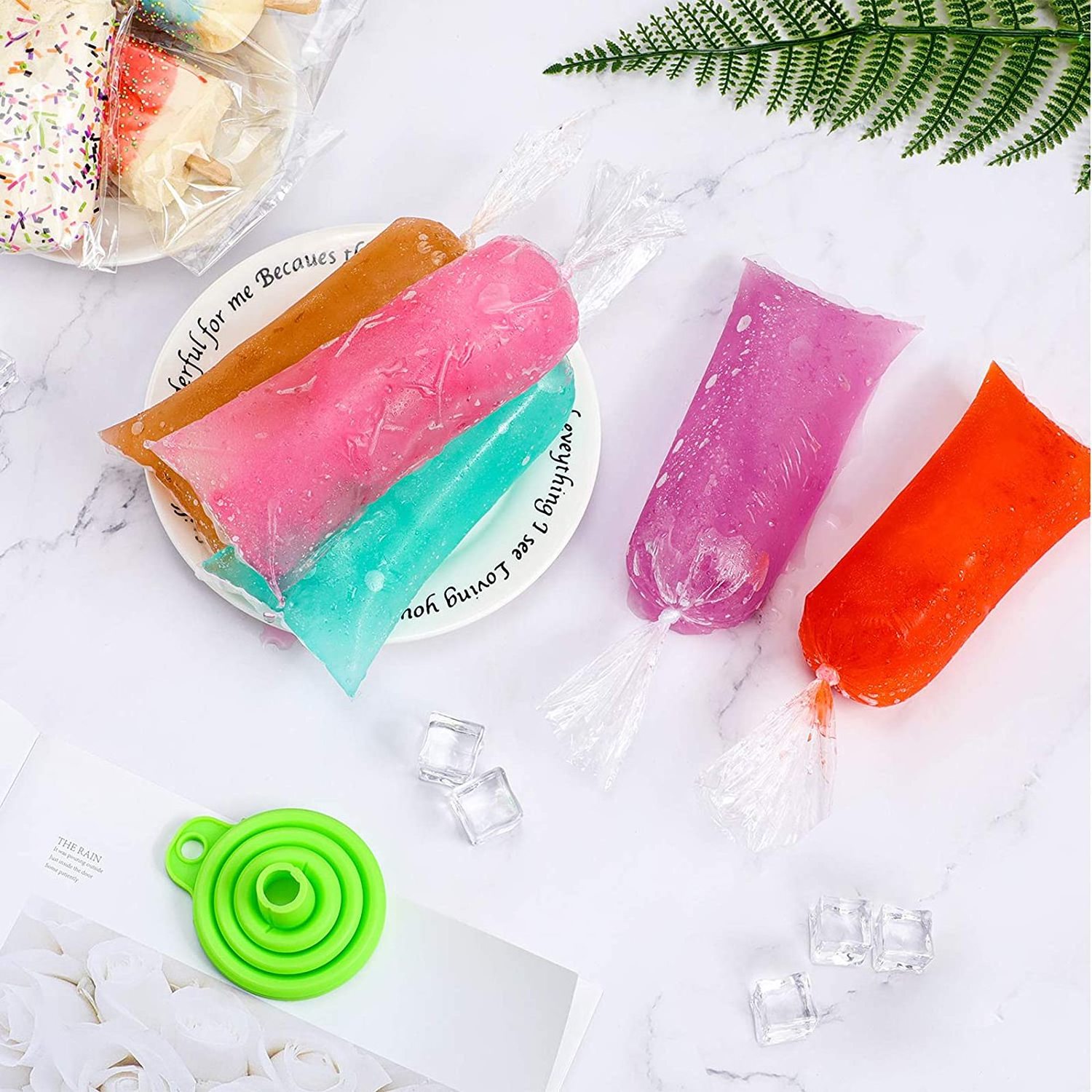 Ice Pop Mold Bags food grade plastic clear empty zipper freeze ice cream juice popsicle packaging