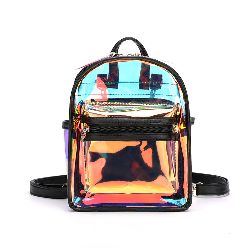 Hot sale hologram plastic pvc rainbow school backpack from guangdong dongguan