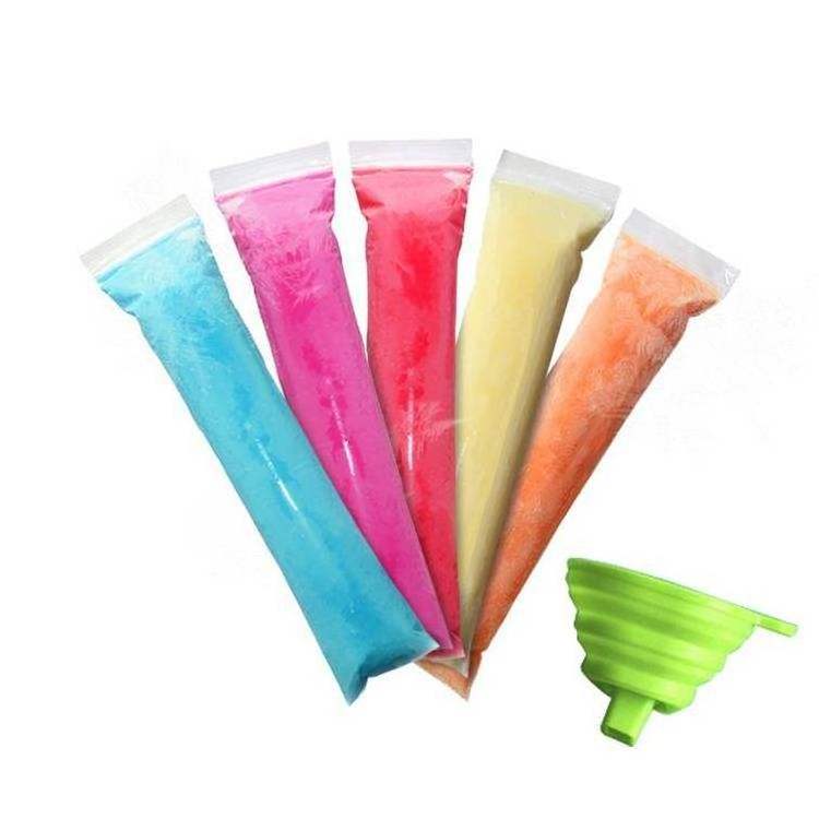 Customized Logo Transparent Recycled Biodegradable Plastic Frozen Ice Cream Pop Pouch Zipper Popsicle Mold Packaging Bags