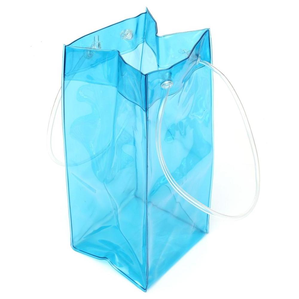 Custom made pattern printed blue colored plastic pvc cool sack wine bottle cooler bag