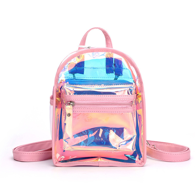 Hot sale hologram plastic pvc rainbow school backpack from guangdong dongguan