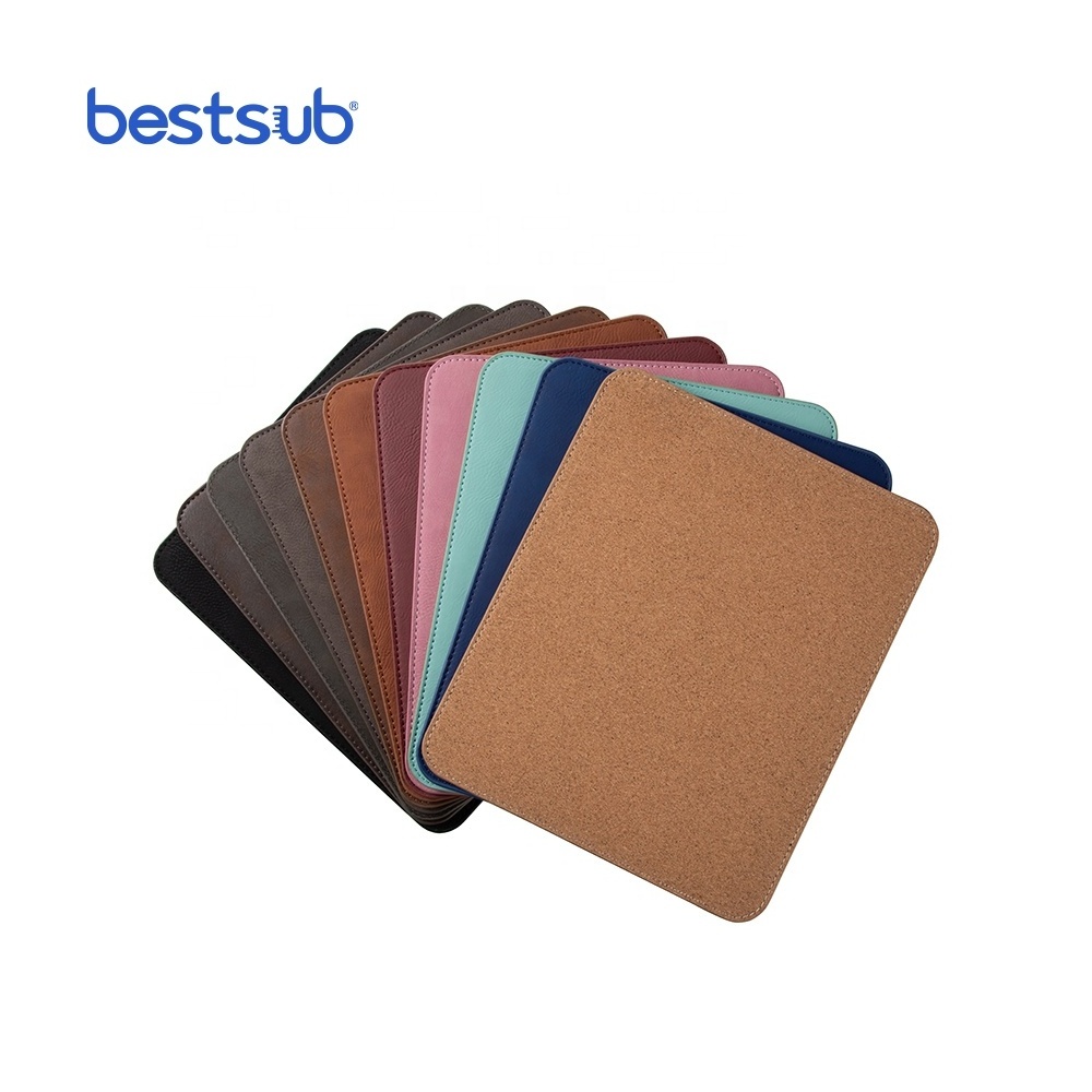 BestSub Wholesale Custom 19*23cm  laser engraving mini blanks supplies Leather Placemat gaming mouse pad