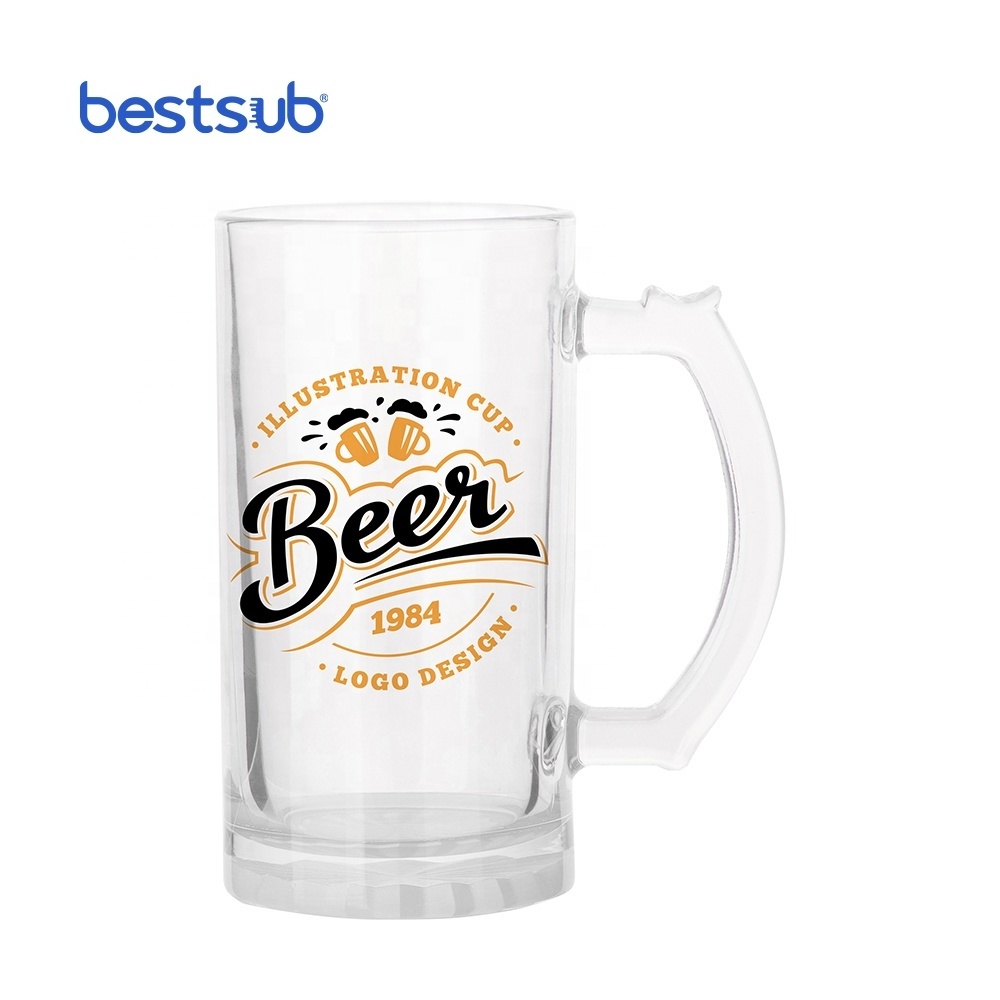 BestSub Wholesale Custom Sublimation 16oz Clear Glass Beer Mug