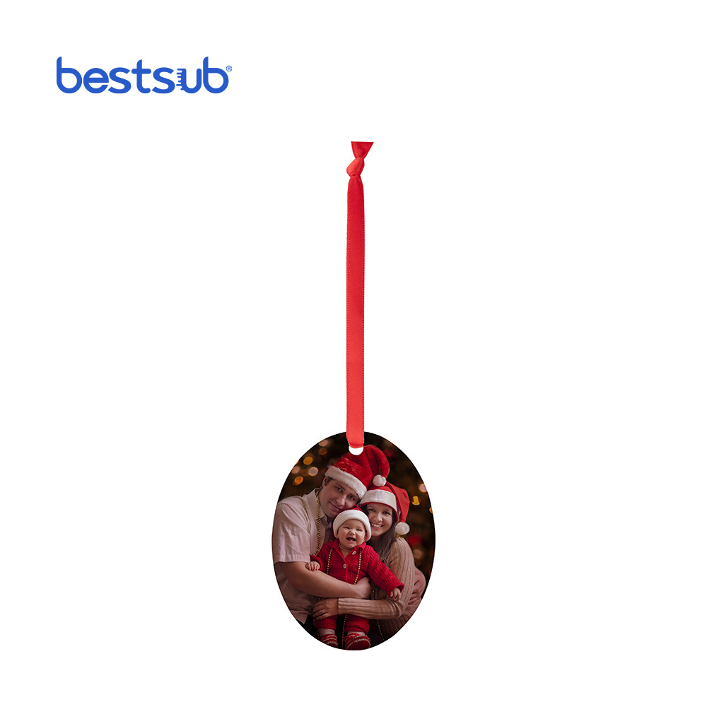 BestSub Wholesale Blanks Acrylic Oval H7.6*W5.7*0.4cm Sublimation Blanks Clear Disc Ornaments Christmas Plastic Flat Ornament