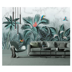 Indoor Decor Print Tropical Rain Forest Plant Digital Textile Wallpaper