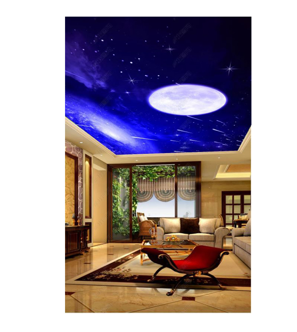 3D Custom Design Night Sky Moon Ceiling Wall Mural Self-adhesive or Adhesive