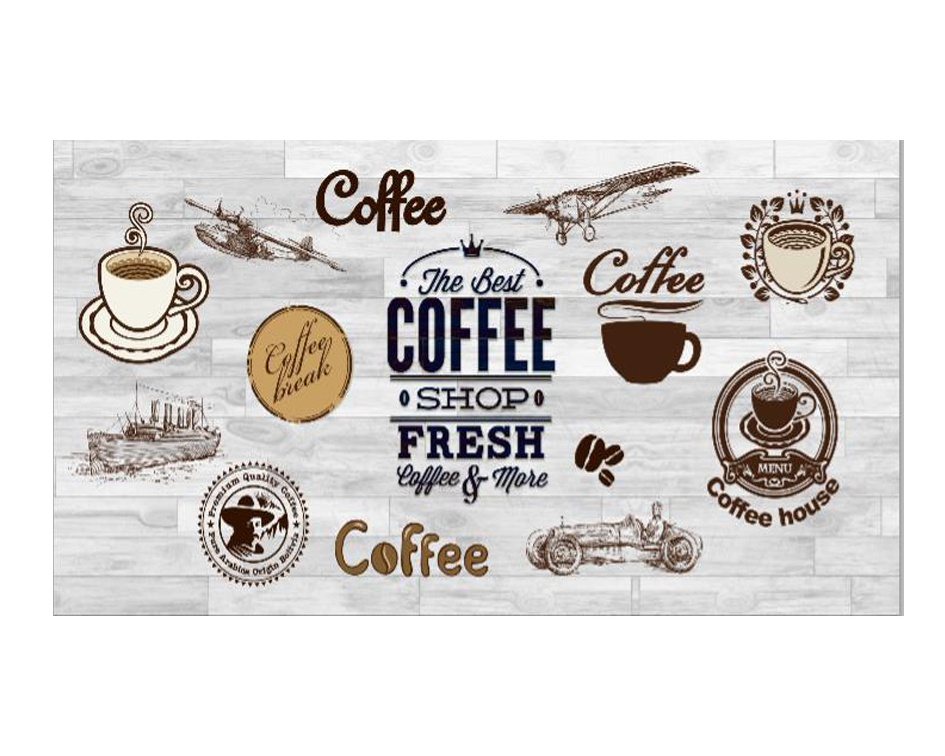 Coffee shop wall paper custom PVC vinyl peel and stick mural wallpaper