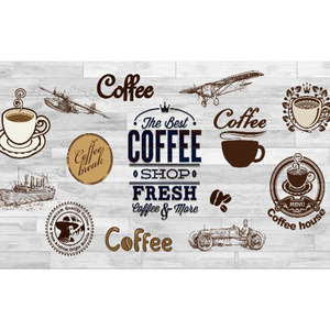 Coffee shop wall paper custom PVC vinyl peel and stick mural wallpaper