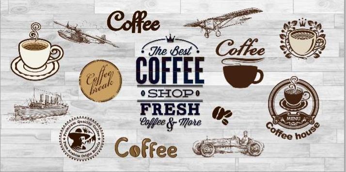 Coffee shop wall paper custom PVC vinyl peel and stick mural wallpaper