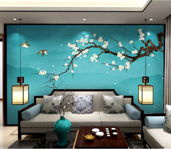 Best Selling  Landscape Flower And Bird Wall Mural Wallpaper For Home Decor