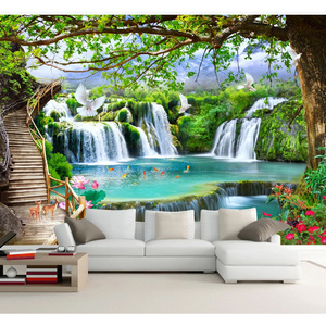 New designs modern waterfall wall mural geometric sofa background wall