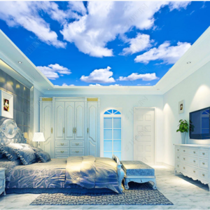 Home Decoration Indoor Blue Sky White Clouds Ceiling Wallpaper 3D