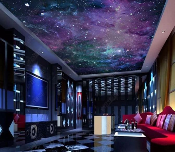 Custom 3D Printing Dream Starry Moon Living Room Zenith Ceiling Mural