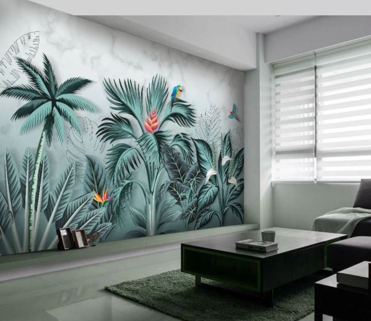 Indoor Decor Print Tropical Rain Forest Plant Digital Textile Wallpaper