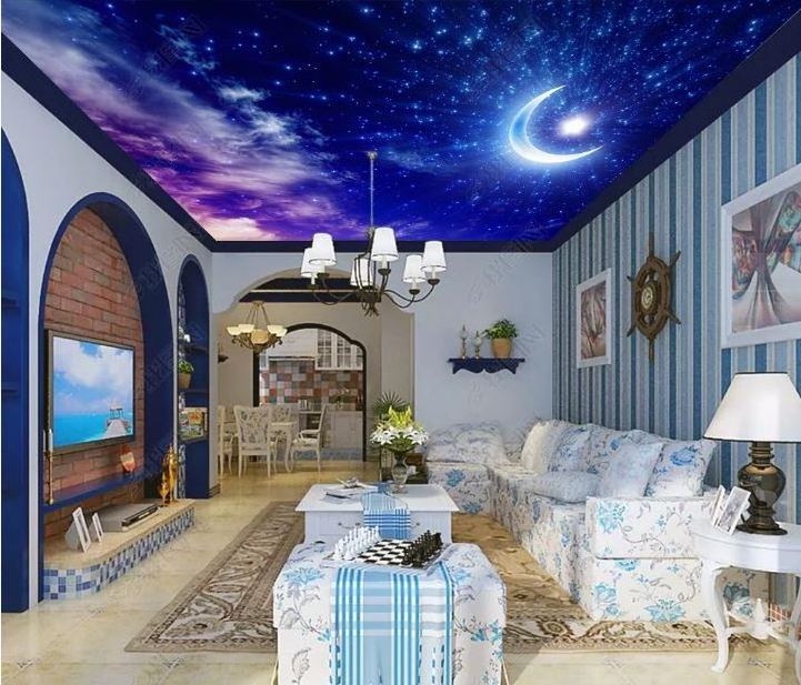 Fantasy Moon Fresco Removable Self-adhesive PVC Ceiling Wallpaper