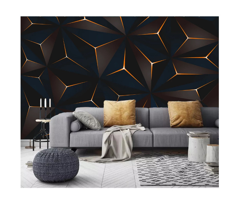 Nordic wall covering modern golden line abstract geometric TV wallpaper