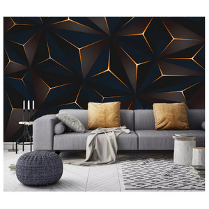 Nordic wall covering modern golden line abstract geometric TV wallpaper