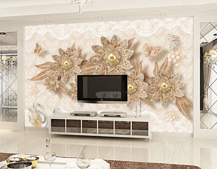 3D effect luxury wall mural 3D geometric background wall covering