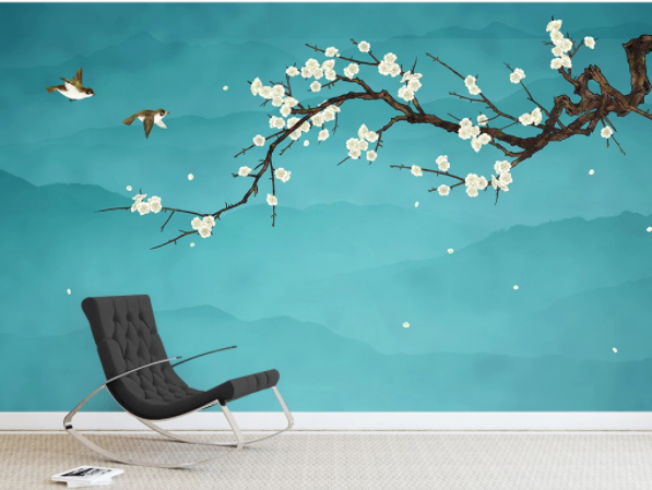 Best Selling  Landscape Flower And Bird Wall Mural Wallpaper For Home Decor