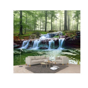 Forest Stream Waterfall Woods Landscape  Living Room TV Wall Mural