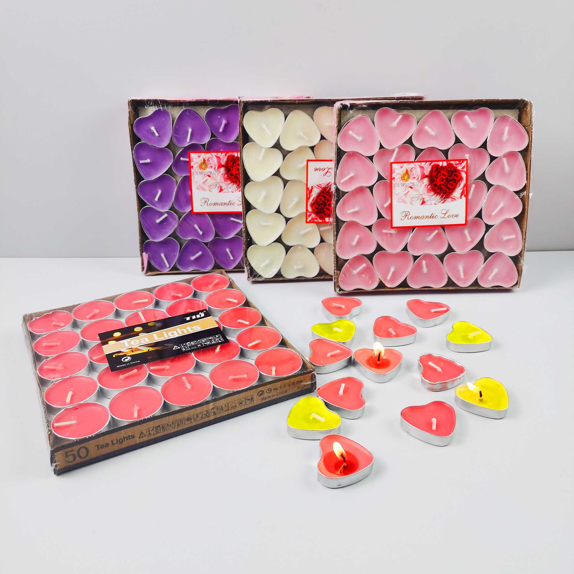 OEM Wholesale Valentine's Day Eco-friendly Candles Set 3 4 5 6 8 9 Hours Soy Wax Tea Light Candles, Unscented Tealight Candles