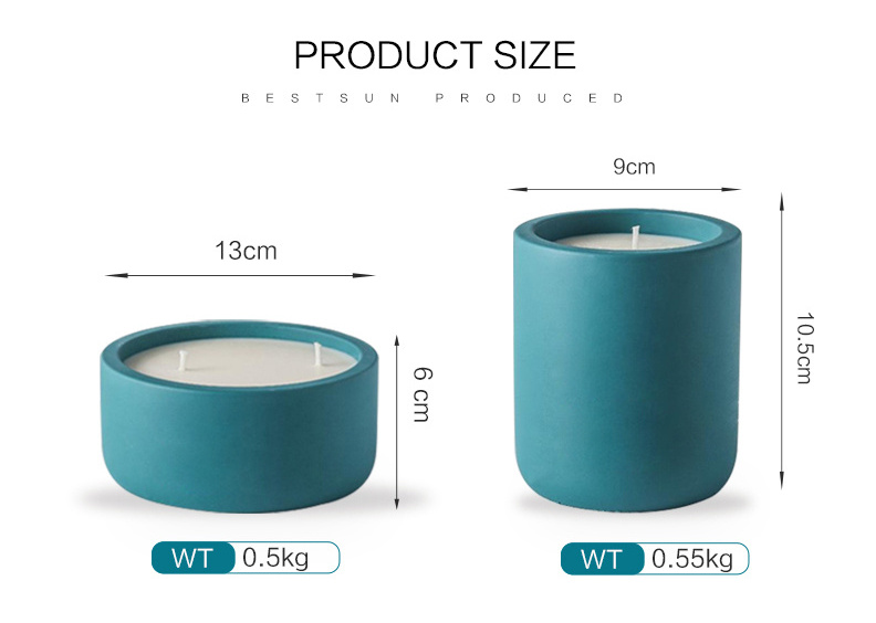 Bestsun Wholesale Round Bottom Empty Cement Candle Container Jar, Cement Container For Candles