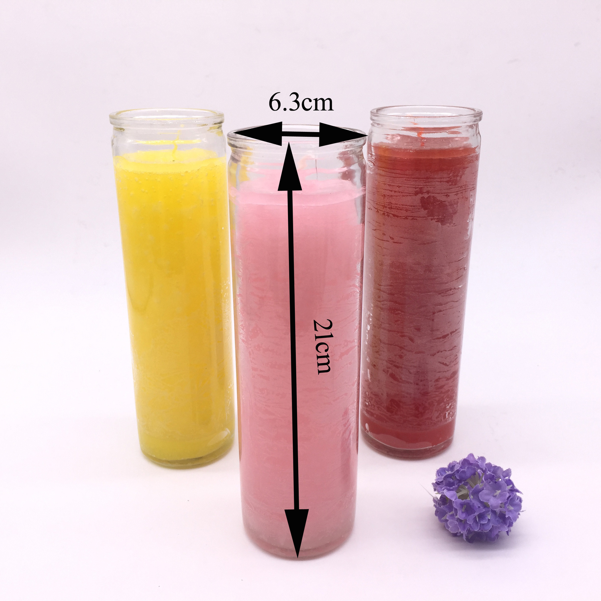 Wholesale Luxury Long Burn Unscented Red Blue Pink Black White Glass Soy Wax 7 Day Prayer Candle