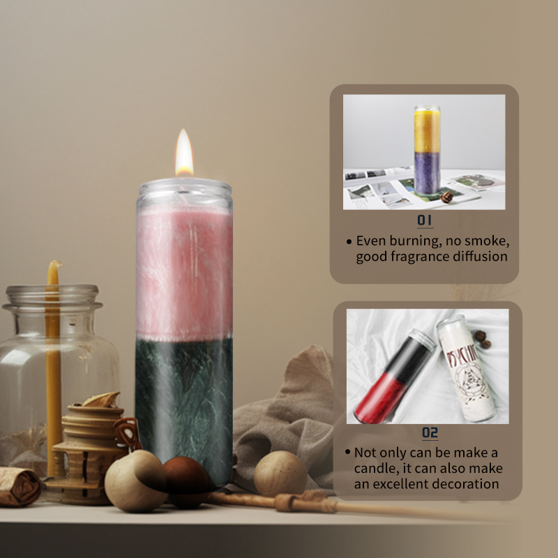 BESTSUN Custom Label Wholesale New Design Colorful Glass Religious Spiritual Candles for Church Funeral Memorial