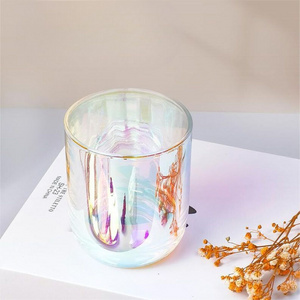 Custom Logo Wholesale Luxury Empty 10oz 12oz 14oz Fashion Iridescent Rainbow Glass Candle Jars with Lid and Box