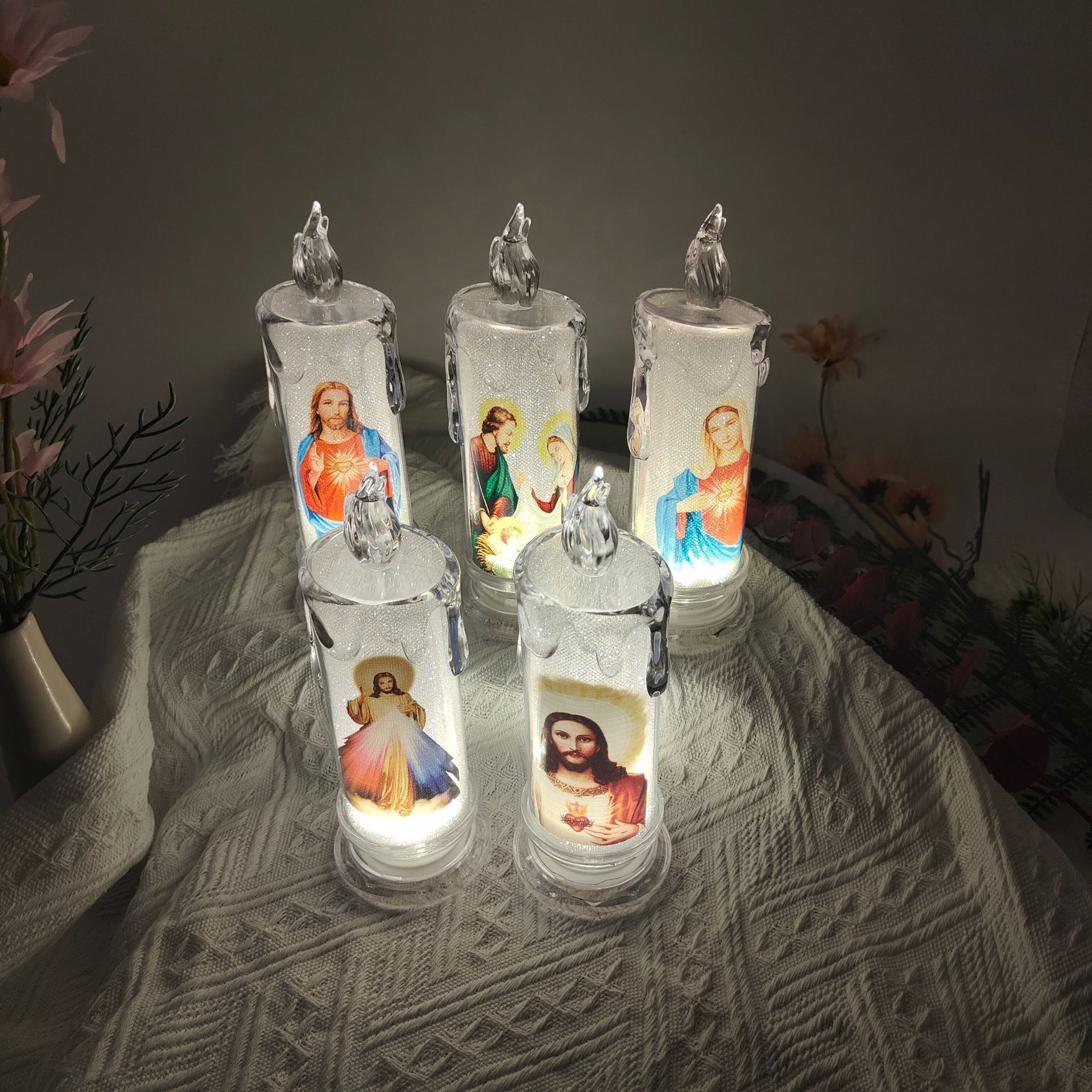 Customizable pattern votive candle led flameless candles led cemetery  led  pillar candle chapel