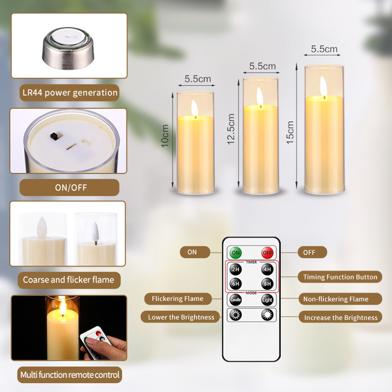 Bestsun Customized Design White Plastic Home Decor Led Light Candles