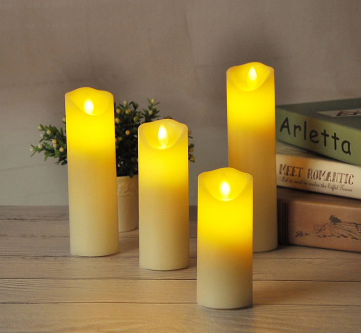 BESTSUN Luxury Home Wedding Restaurant Decoration Pillar Ivory White Real Paraffin Wax Led Candle