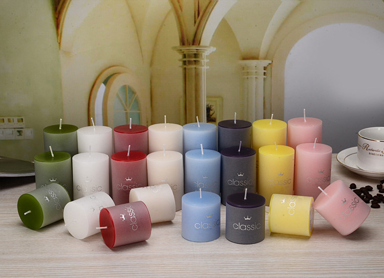 Ivory Plain Long Burning Wedding Paraffin Wax Wholesale Large Round Color Pillar Candles