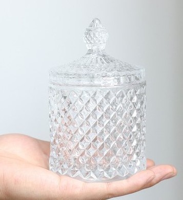 Empty Storage Geo Cut Luxury Crystal Glass Candle Container with Lid for Making Candles