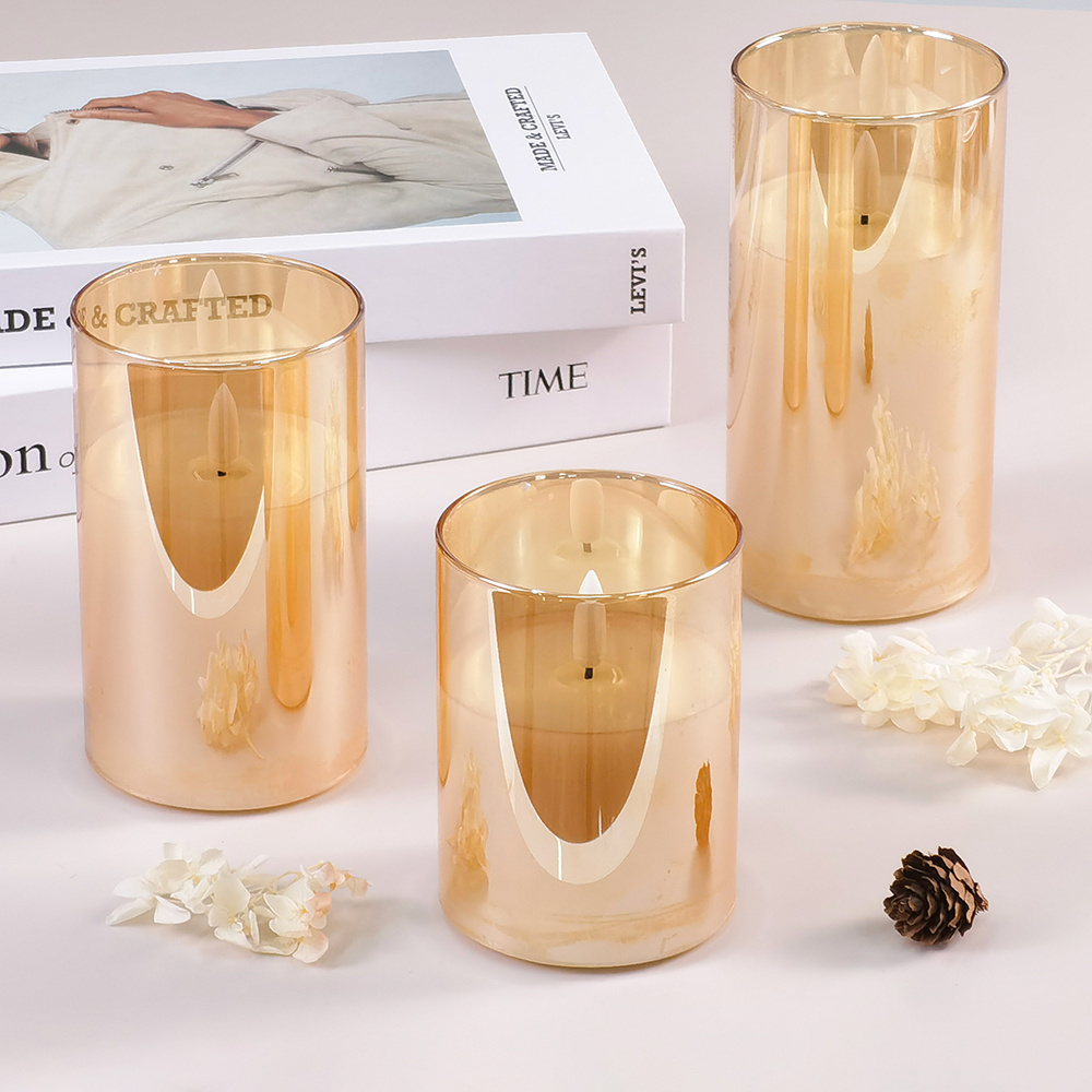 Long votive portable glass led candles for Christmas