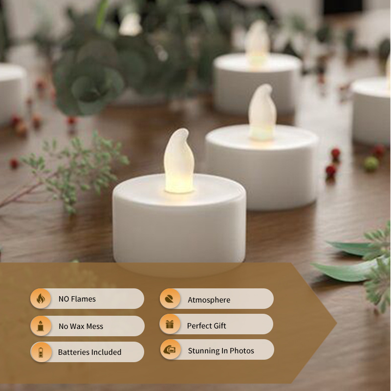 BESTSUN Party Holiday Decoration Warm Light White Plastic Electric Tea Light Candles