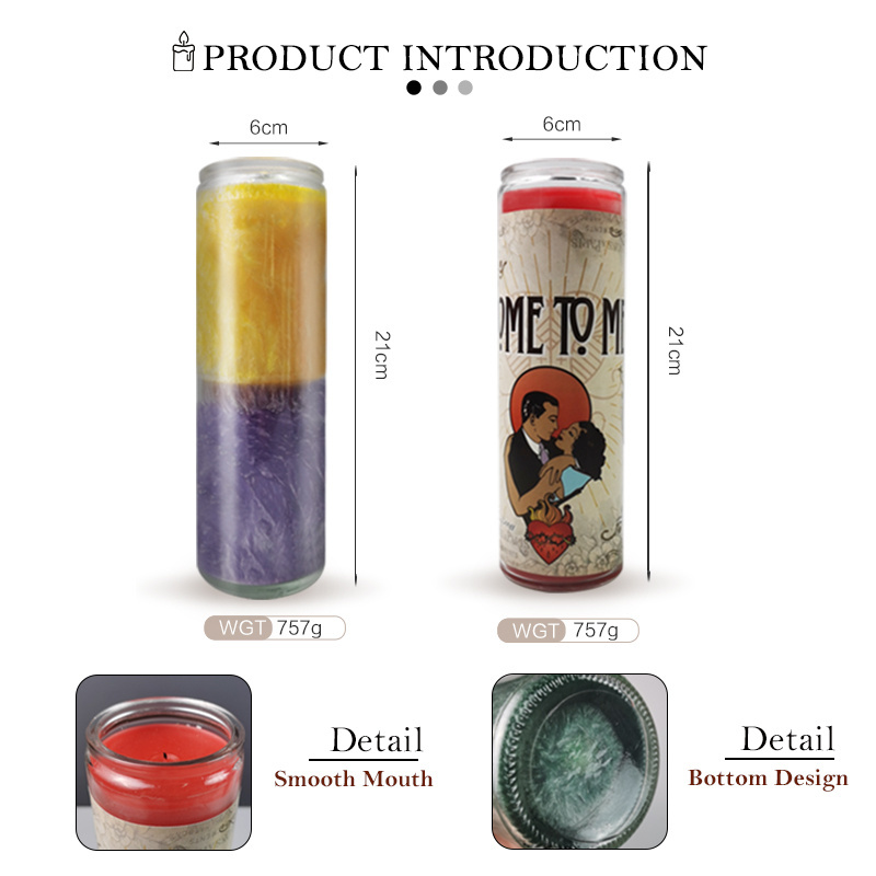 BESTSUN Custom Label Wholesale New Design Colorful Glass Religious Spiritual Candles for Church Funeral Memorial