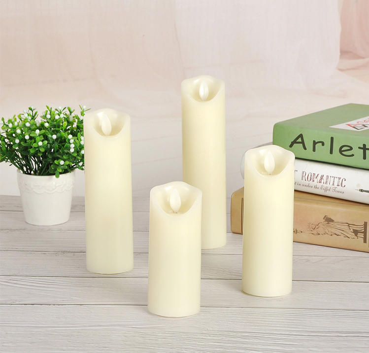 BESTSUN Luxury Home Wedding Restaurant Decoration Pillar Ivory White Real Paraffin Wax Led Candle