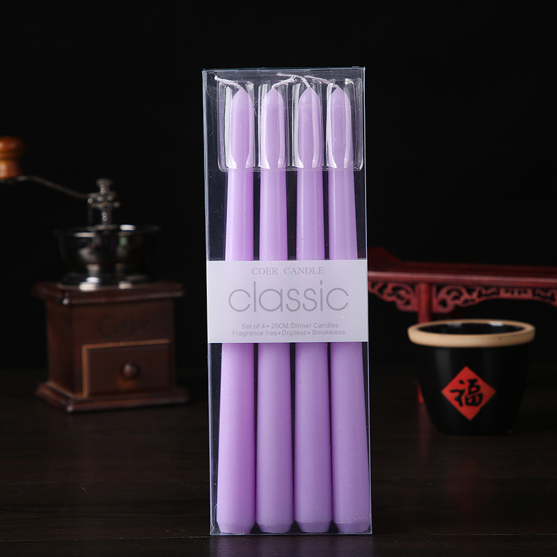 Bestsun Long White Pink Purple Coloured Romance Paraffin Wax Dinner Taper Candle